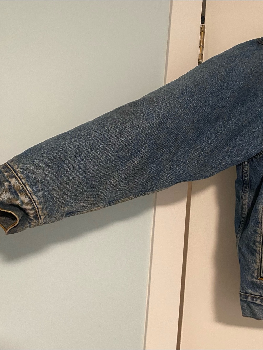 Levi Strauss & Co Men’s L ? Sherpa Lined Denim Trucker Jean Jacket Blue Y2K - Picture 7 of 9
